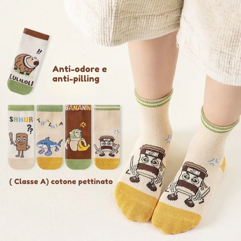 5 Paia Calzini Meme Virale | Calzini Cartoon Unisex Pop & Kawaii