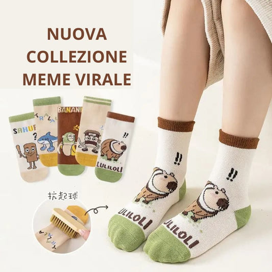 5 Paia Calzini Meme Virale | Calzini Cartoon Unisex Pop & Kawaii