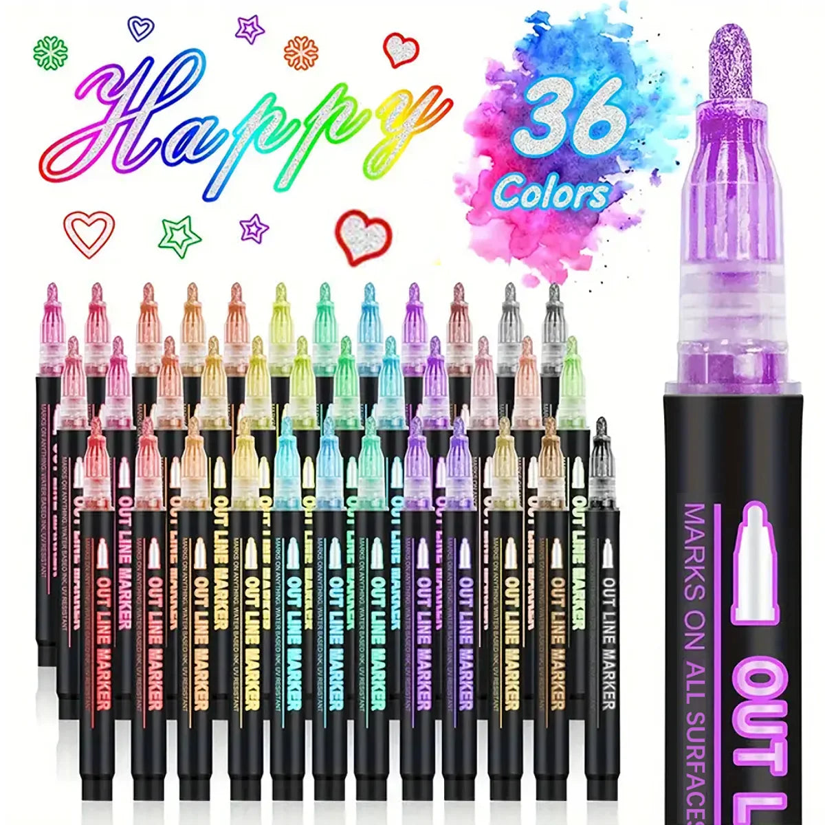 Magic Outline Pen Set Pennarelli Doppia Linea Glitter Colorati per Disegni Creativi, DIY e Calligrafia