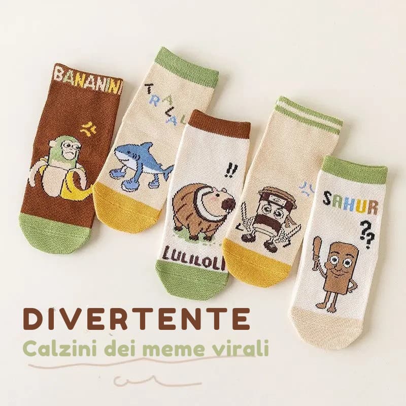 5 Paia Calzini Meme Virale  | Calzini Cartoon Unisex Pop & Kawaii