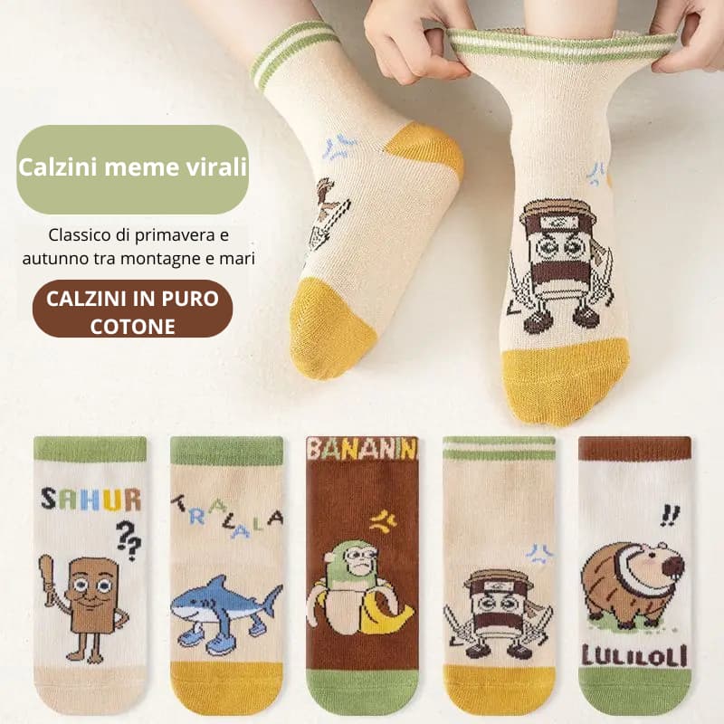5 Paia Calzini Meme Virale  | Calzini Cartoon Unisex Pop & Kawaii