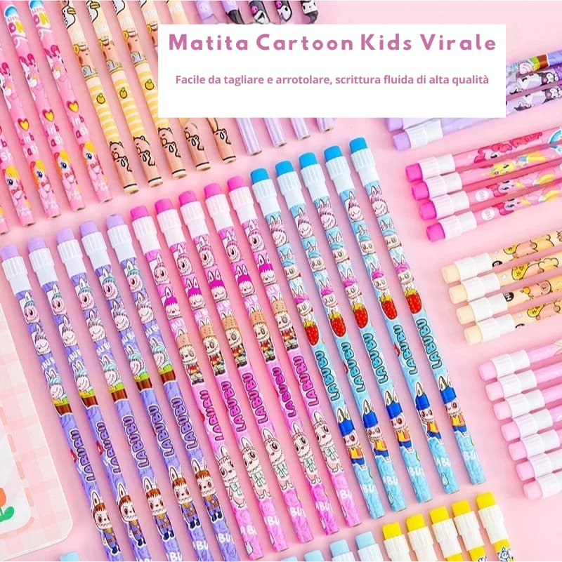 Set 10 Matite Cartoon Kids Virale – HB in Legno, Stile Pop Divertente