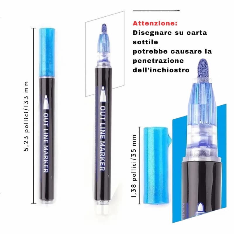 Magic Outline Pen Set Pennarelli Doppia Linea Glitter Colorati per Disegni Creativi, DIY e Calligrafia