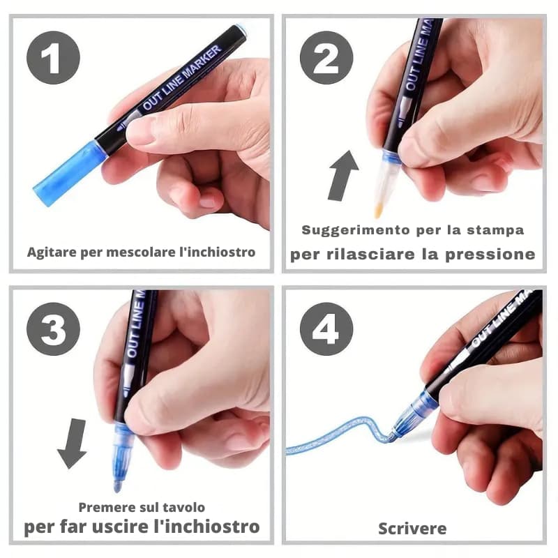 Magic Outline Pen Set Pennarelli Doppia Linea Glitter Colorati per Disegni Creativi, DIY e Calligrafia