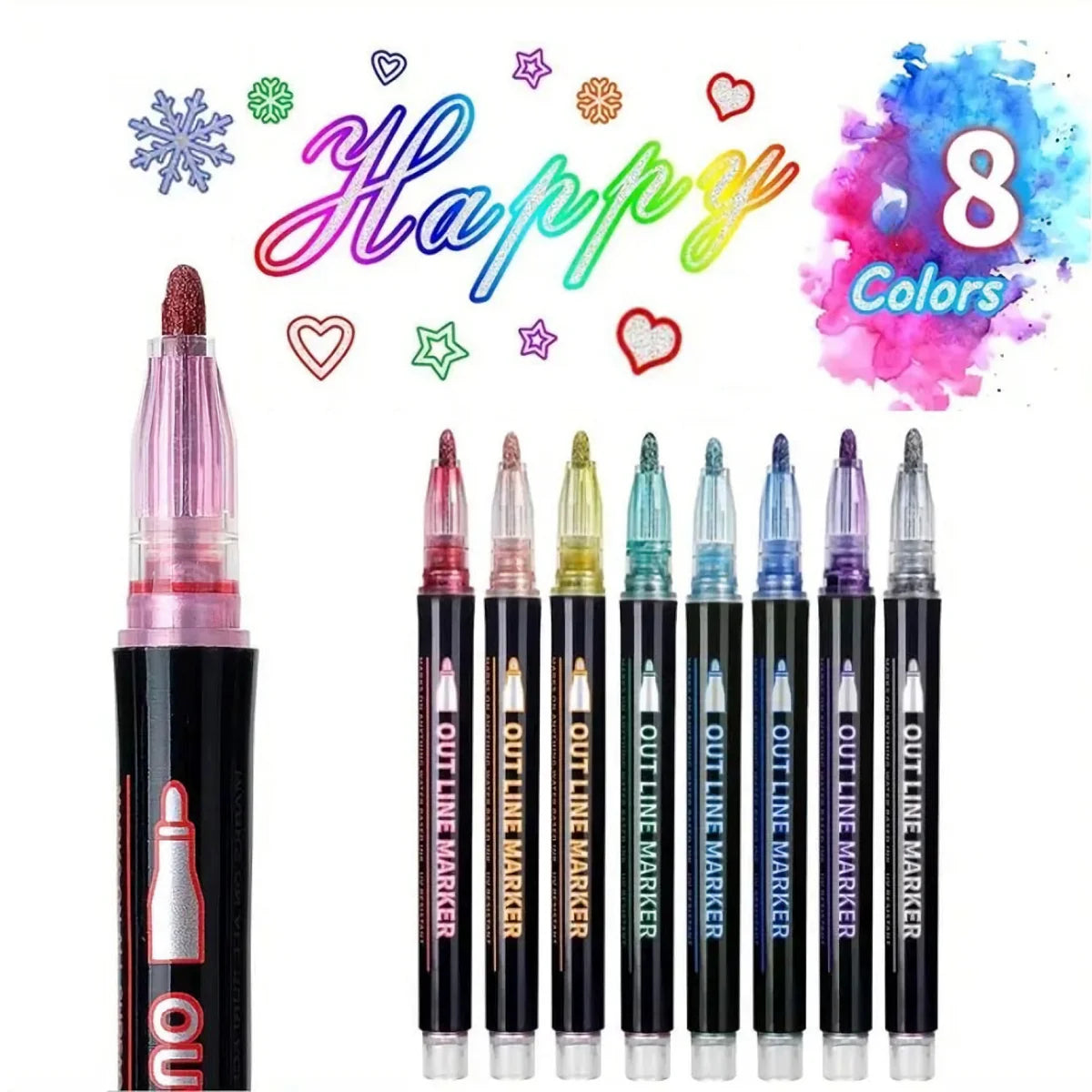 Magic Outline Pen Set Pennarelli Doppia Linea Glitter Colorati per Disegni Creativi, DIY e Calligrafia