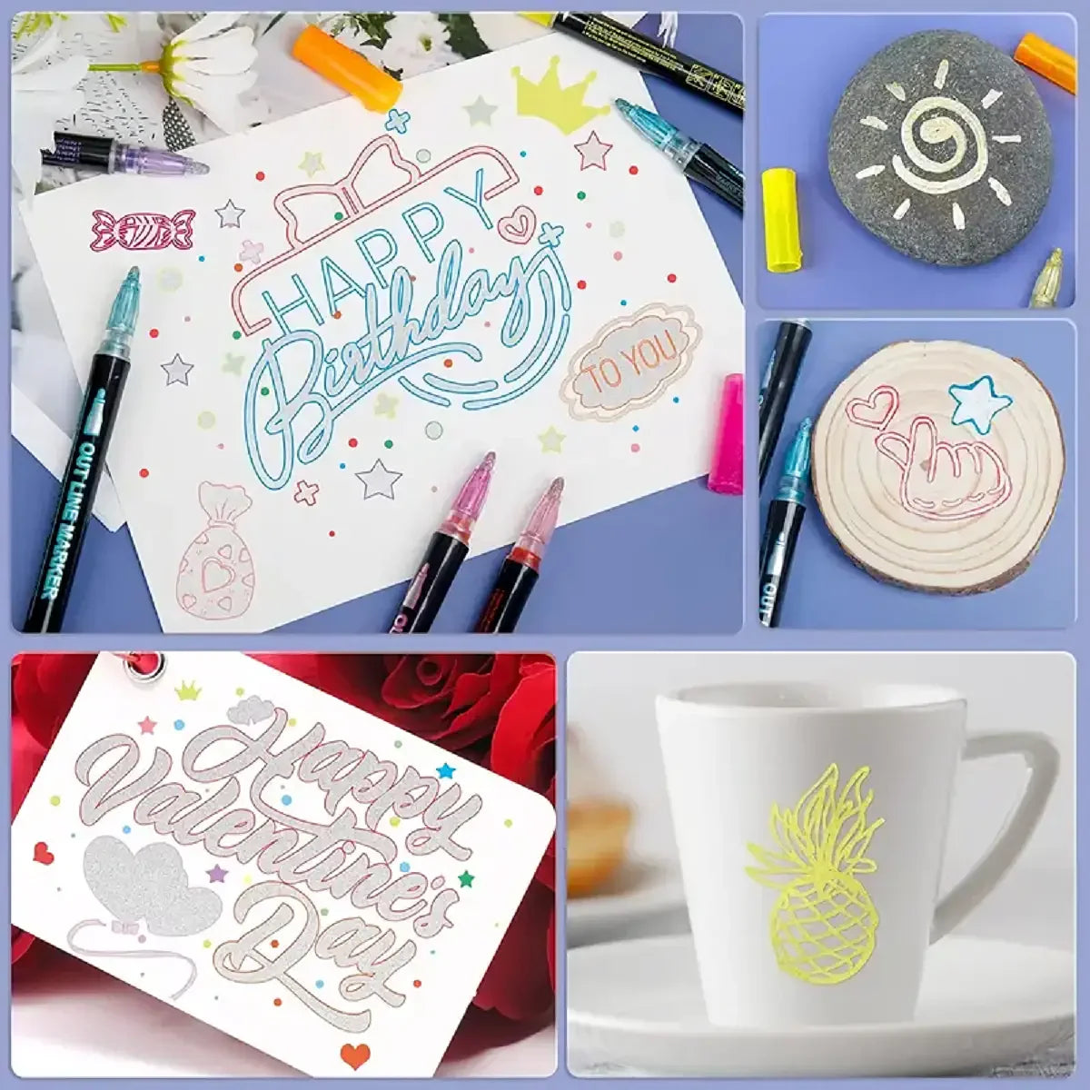 Magic Outline Pen Set Pennarelli Doppia Linea Glitter Colorati per Disegni Creativi, DIY e Calligrafia